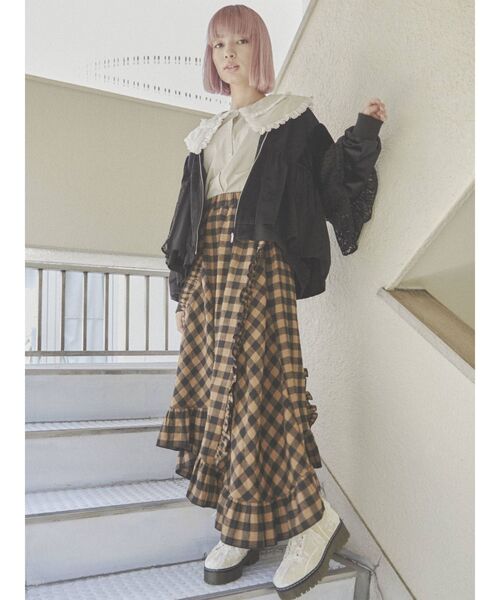 merry jenny（メリージェニー）の「レースレイヤードコンビブルゾン（ブルゾン・レディース・アイボリー/ブラック・FREE）」の14枚目の写真