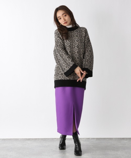 JEANASIS（ジーナシス）の「カルゼディープスリットスカート/260478（スカート・レディース・ブラック/パープル/オフホワイト・FREE）」の12枚目の写真