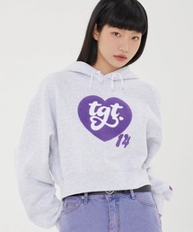 TARGETTO（ターゲット）の「A'GEM/9 × .kom『TARGETTO/ターゲット』NEO HEART LOGO CROP HOODIE/ハートロゴ クロップド丈 プルオーバーパーカー 長袖 フーディ（パーカー・メンズ）」