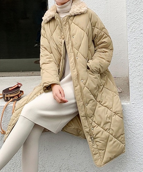 ジップアップスタンドカラーショートフェイクファーコート ミーム