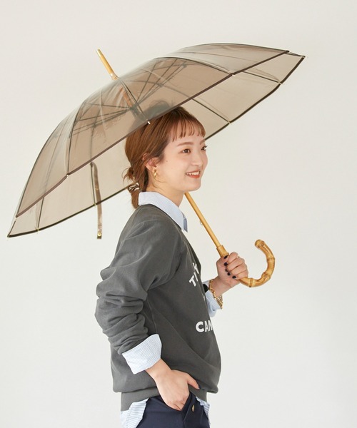 SLOBE IENA(スローブイエナ)の「【TRADITIONAL WEATHERWEAR】 CLEAR バンブー傘《雨傘》(長傘・レディース・グレー/ブラウン・FREE)」の2枚目の写真