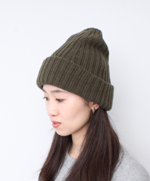 セール】WOOL PAPER DOUBLE KNIT RIB BEANIE / ウール×和紙 ダブル