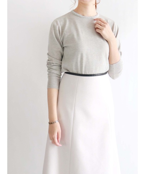 Te chichi（テチチ）の「ラメパール使いクルーネックニット（ニット/セーター・レディース・ブラック/グレー/オフホワイト・ﾌﾘ-）」の3枚目の写真