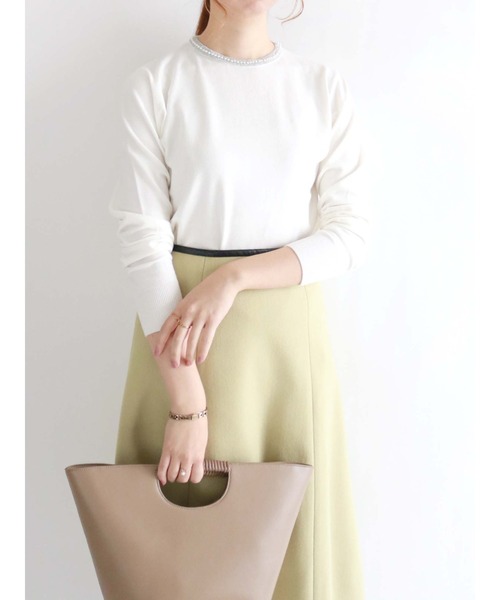 Te chichi（テチチ）の「ラメパール使いクルーネックニット（ニット/セーター・レディース・ブラック/グレー/オフホワイト・ﾌﾘ-）」の2枚目の写真