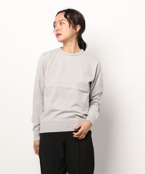 Te chichi（テチチ）の「ラメパール使いクルーネックニット（ニット/セーター・レディース・ブラック/グレー/オフホワイト・ﾌﾘ-）」の8枚目の写真