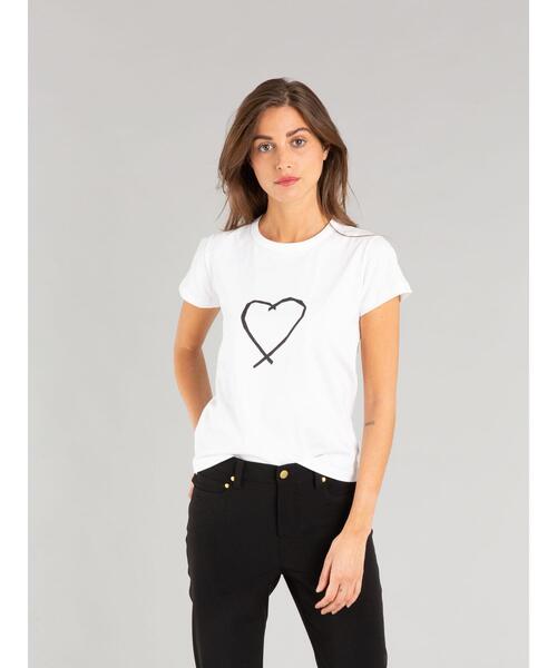 agnes b.(アニエスベー)の「SAE0 TS サラエボハートTシャツ(Tシャツ/カットソー・レディース・ホワイト・2/3/1)」の1枚目の写真