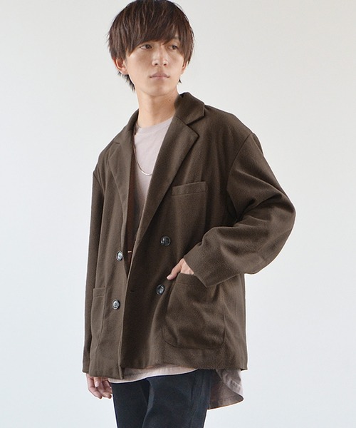 ダブルブレスト テーラードジャケット ビッグシルエット ソフト