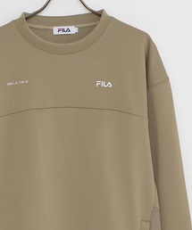 FILA/フィラ ダンボールニット ワンポイント ロゴ刺繍 ビックシルエット ドロップショルダー ワッフル切替 トレーナー プルオーバー