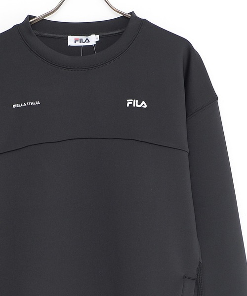 FILA(フィラ)の「FILA/フィラ ダンボールニット ワンポイント ロゴ刺繍 ビックシルエット ドロップショルダー ワッフル切替 トレーナー プルオーバー(スウェット・メンズ・ブラック/ベージュ/オフホワイト・LL/M/L)」の1枚目の写真
