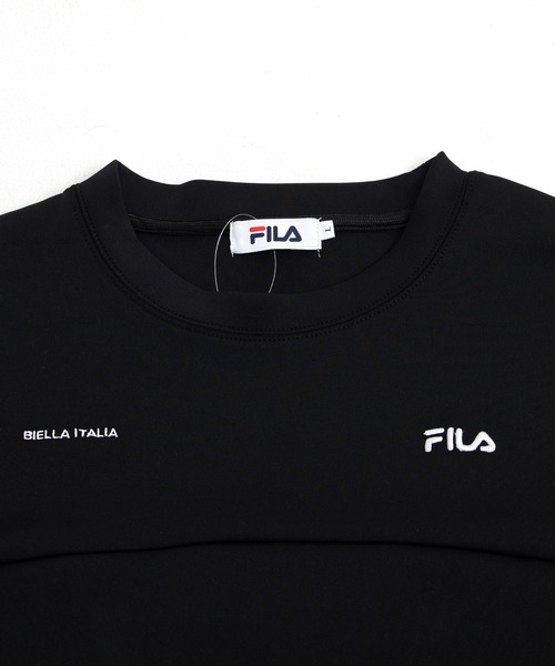 FILA(フィラ)の「FILA/フィラ ダンボールニット ワンポイント ロゴ刺繍 ビックシルエット ドロップショルダー ワッフル切替 トレーナー プルオーバー(スウェット・メンズ・ブラック/ベージュ/オフホワイト・LL/M/L)」の4枚目の写真