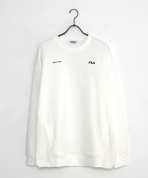FILA(フィラ)の「FILA/フィラ ダンボールニット ワンポイント ロゴ刺繍 ビックシルエット ドロップショルダー ワッフル切替 トレーナー プルオーバー(スウェット・メンズ・ブラック/ベージュ/オフホワイト・LL/M/L)」の8枚目の写真