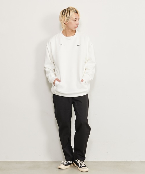 FILA(フィラ)の「FILA/フィラ ダンボールニット ワンポイント ロゴ刺繍 ビックシルエット ドロップショルダー ワッフル切替 トレーナー プルオーバー(スウェット・メンズ・ブラック/ベージュ/オフホワイト・LL/M/L)」の22枚目の写真