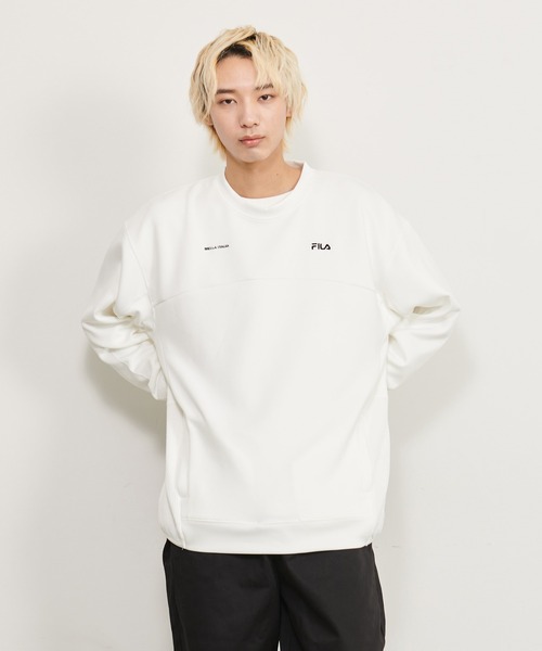 FILA(フィラ)の「FILA/フィラ ダンボールニット ワンポイント ロゴ刺繍 ビックシルエット ドロップショルダー ワッフル切替 トレーナー プルオーバー(スウェット・メンズ・ブラック/ベージュ/オフホワイト・LL/M/L)」の16枚目の写真
