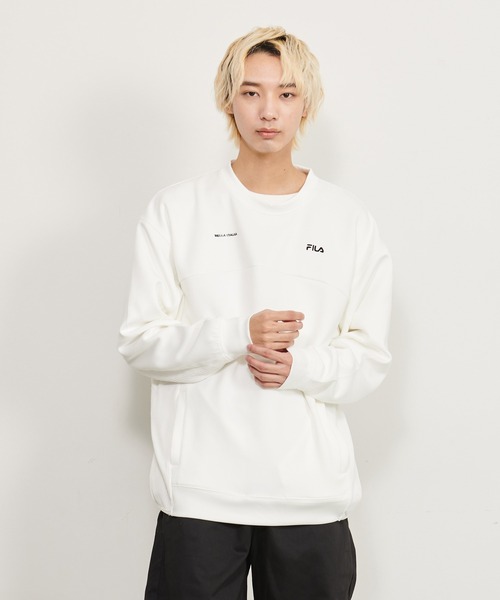 FILA(フィラ)の「FILA/フィラ ダンボールニット ワンポイント ロゴ刺繍 ビックシルエット ドロップショルダー ワッフル切替 トレーナー プルオーバー(スウェット・メンズ・ブラック/ベージュ/オフホワイト・LL/M/L)」の20枚目の写真