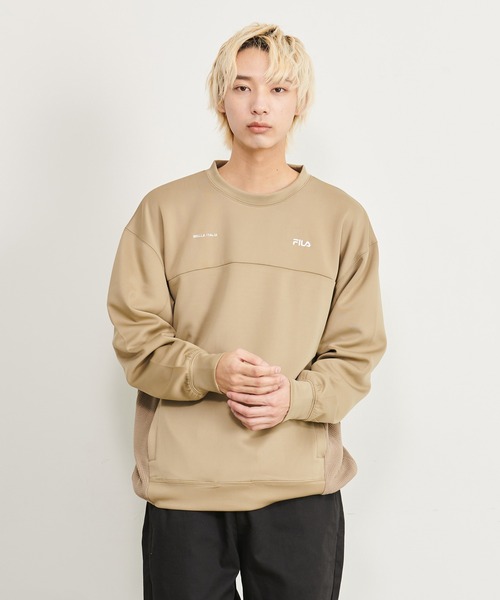 FILA(フィラ)の「FILA/フィラ ダンボールニット ワンポイント ロゴ刺繍 ビックシルエット ドロップショルダー ワッフル切替 トレーナー プルオーバー(スウェット・メンズ・ブラック/ベージュ/オフホワイト・LL/M/L)」の18枚目の写真