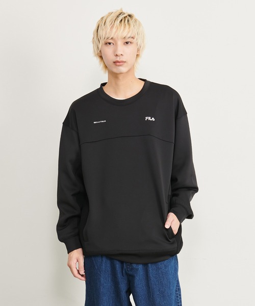 FILA(フィラ)の「FILA/フィラ ダンボールニット ワンポイント ロゴ刺繍 ビックシルエット ドロップショルダー ワッフル切替 トレーナー プルオーバー(スウェット・メンズ・ブラック/ベージュ/オフホワイト・LL/M/L)」の17枚目の写真