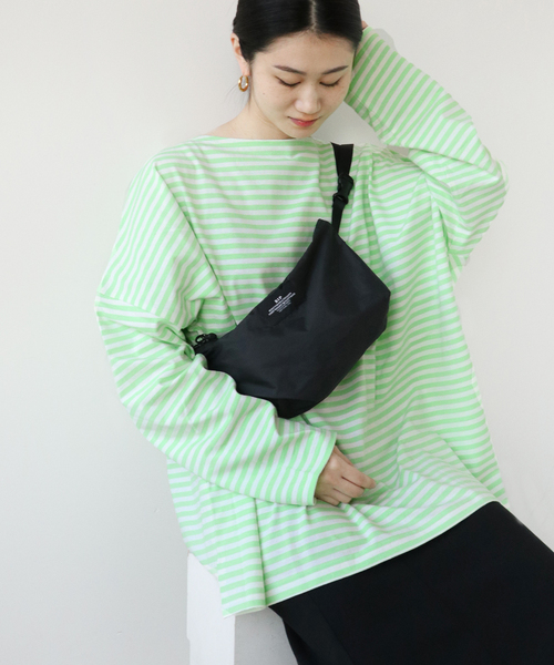 wiffle（ウィッフル）の「《追加》別注【WIFFLE/ウィッフル】*RELUME BIG BORDER TEE：ボーダーTシャツ◆（Tシャツ/カットソー・レディース・ブラック/ベージュ/グレー/サックスブルー/グリーン・FREE）」の4枚目の写真