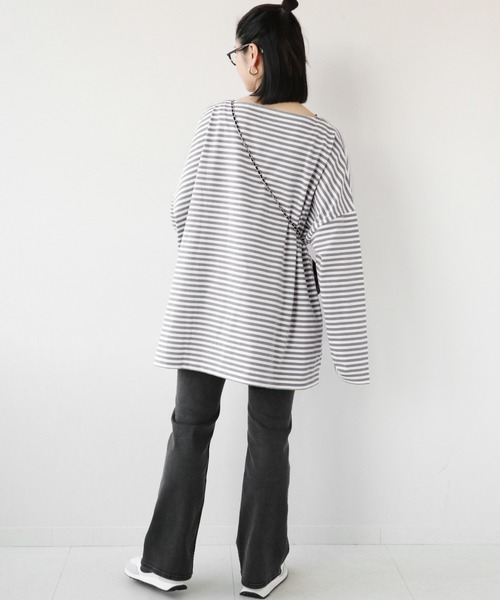 wiffle（ウィッフル）の「《追加》別注【WIFFLE/ウィッフル】*RELUME BIG BORDER TEE：ボーダーTシャツ◆（Tシャツ/カットソー・レディース・ブラック/ベージュ/グレー/サックスブルー/グリーン・FREE）」の14枚目の写真