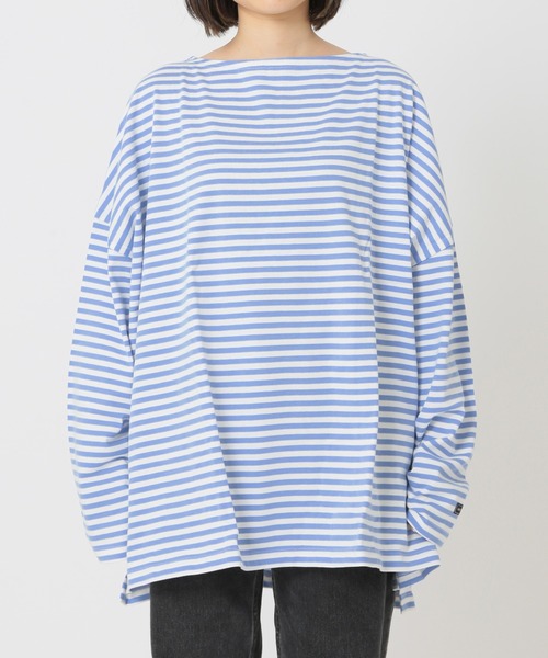 wiffle（ウィッフル）の「《追加》別注【WIFFLE/ウィッフル】*RELUME BIG BORDER TEE：ボーダーTシャツ◆（Tシャツ/カットソー・レディース・ブラック/ベージュ/グレー/サックスブルー/グリーン・FREE）」の12枚目の写真