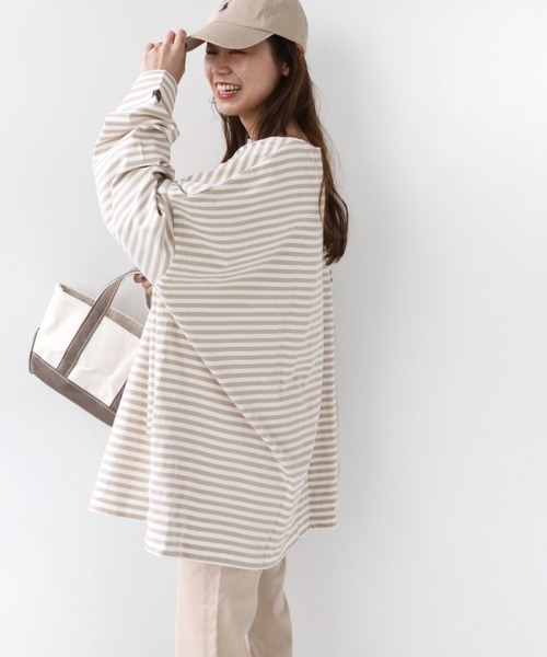 wiffle（ウィッフル）の「《追加》別注【WIFFLE/ウィッフル】*RELUME BIG BORDER TEE：ボーダーTシャツ◆（Tシャツ/カットソー・レディース・ブラック/ベージュ/グレー/サックスブルー/グリーン・FREE）」の20枚目の写真