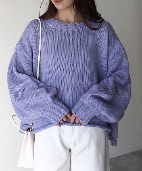 Riberry（リベリー）の「ショート丈ニットプルオーバー（ニット/セーター・レディース・ブラック/ラベンダー/オフホワイト/イエロー/ベージュ・MEDIUM）」の4枚目の写真