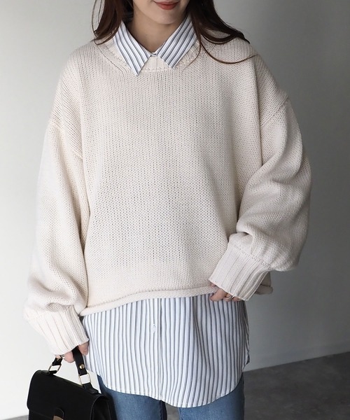 DOUBLE STANDARD CLOTHING チェリーニットプルオーバー ショート丈メッシュ透かし編みニットプルオーバー（ニット