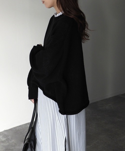 Riberry（リベリー）の「ショート丈ニットプルオーバー（ニット/セーター・レディース・ブラック/ラベンダー/オフホワイト/イエロー/ベージュ・MEDIUM）」の6枚目の写真