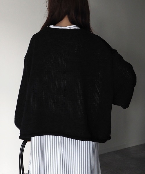 Riberry（リベリー）の「ショート丈ニットプルオーバー（ニット/セーター・レディース・ブラック/ラベンダー/オフホワイト/イエロー/ベージュ・MEDIUM）」の8枚目の写真