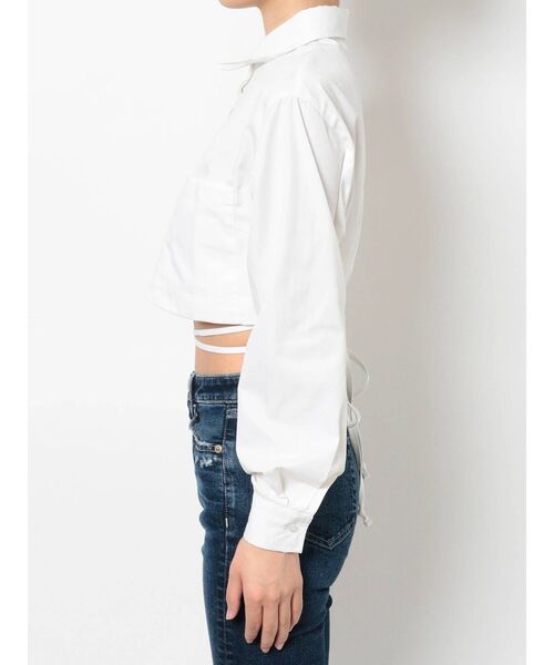 GYDA（ジェイダ）の「ウエストマーク ショートシャツ（シャツ/ブラウス・レディース・ブラック/オフホワイト・FREE）」の4枚目の写真