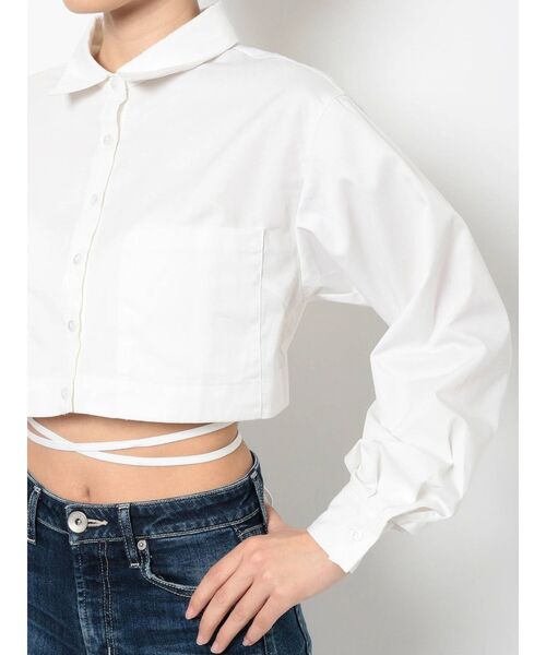 GYDA（ジェイダ）の「ウエストマーク ショートシャツ（シャツ/ブラウス・レディース・ブラック/オフホワイト・FREE）」の14枚目の写真