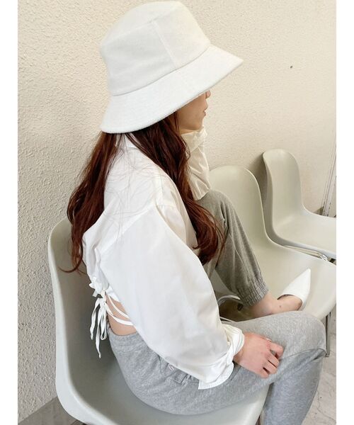 GYDA（ジェイダ）の「ウエストマーク ショートシャツ（シャツ/ブラウス・レディース・ブラック/オフホワイト・FREE）」の22枚目の写真