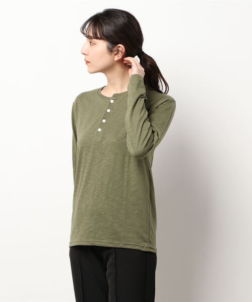 ARCHIVER（アーカイバ）の「【Bl】【RDS】ヘンリーネックスラブ天竺カットソー（Tシャツ/カットソー・レディース・ホワイト/ブラック/グレー/ベージュ/カーキ/ネイビー/ライトピンク・X-LARGE/LARGE/MEDIUM）」の10枚目の写真