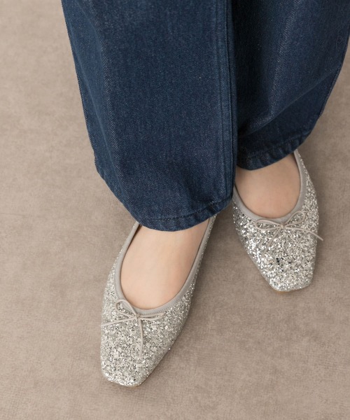 RODE SKO（ロデスコ）の「『MADE IN JAPAN』スクエアトゥグリッターバレエシューズ（バレエシューズ・レディース・シルバー・38/36/37）」の3枚目の写真