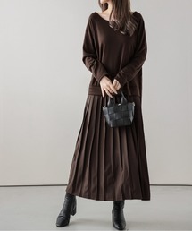 裏起毛プリーツワンピース