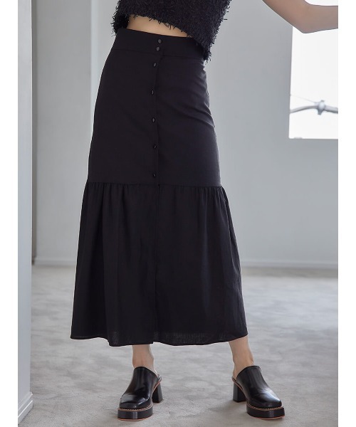 Ayla(アイラ)の「tiered slit skirt(スカート・レディース・ブラック・FREE)」の1枚目の写真