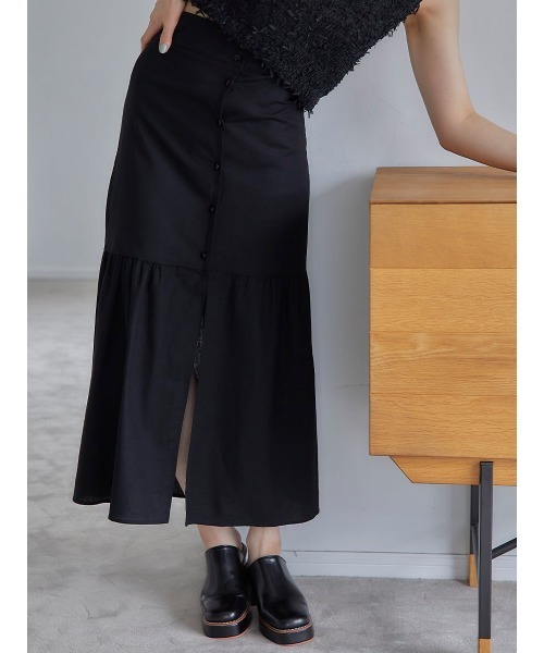 Ayla(アイラ)の「tiered slit skirt(スカート・レディース・ブラック・FREE)」の6枚目の写真