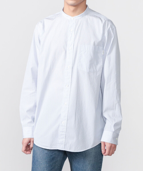 GYMPHLEX（ジムフレックス）の「Gymphlex | マルチストライプ バンドカラーシャツ MEN（シャツ/ブラウス・メンズ・ブルー系その他/ピンク系その他2/グレー系その他・MEDIUM/LARGE）」の17枚目の写真