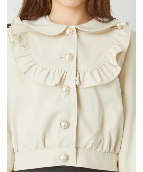 Ank Rouge(アンクルージュ)の「ラウンドヨークフリルブルゾン(ブルゾン・レディース・ブラック/ピンク/アイボリー・M)」の9枚目の写真