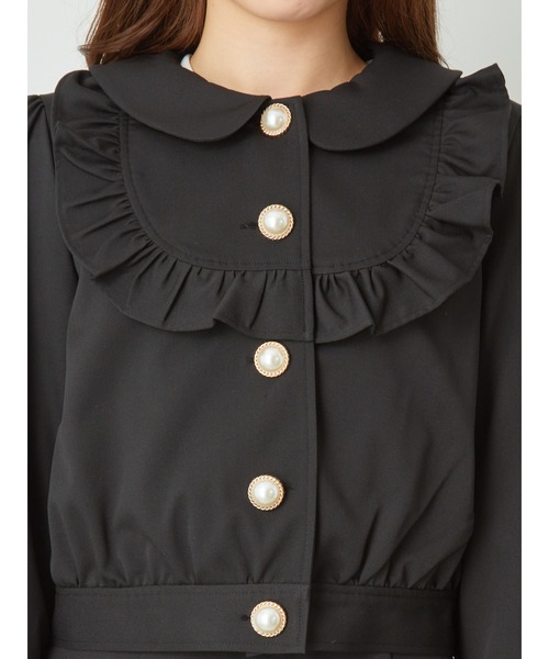 Ank Rouge(アンクルージュ)の「ラウンドヨークフリルブルゾン(ブルゾン・レディース・ブラック/ピンク/アイボリー・M)」の10枚目の写真