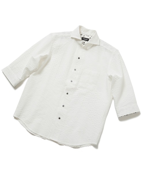 MEN'S BIGI(メンズビギ)の「バイアスサッカーストライプシャツ(シャツ/ブラウス・メンズ・ホワイト/ネイビー/グレー・01/02/03/04)」の10枚目の写真