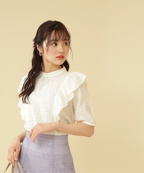 PROPORTION BODY DRESSING（プロポーションボディドレッシング）の「ドビーストライプラッフルブラウス / 1212110404（シャツ/ブラウス・レディース・ブルー/ネイビー/ホワイト系その他・MEDIUM/SMALL）」の2枚目の写真