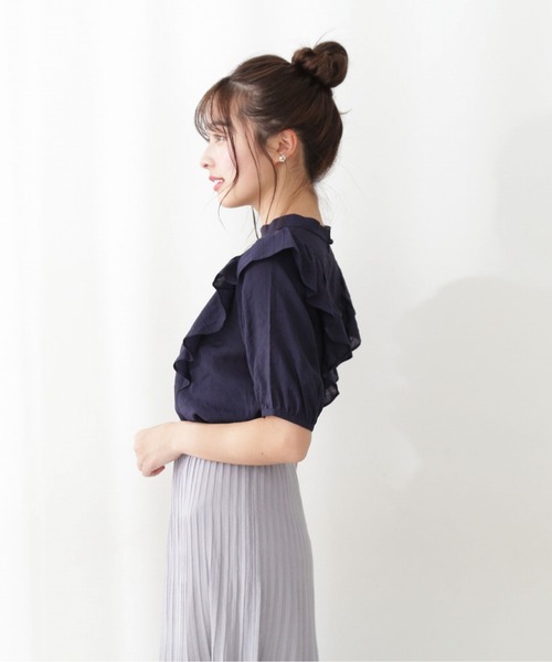 PROPORTION BODY DRESSING（プロポーションボディドレッシング）の「ドビーストライプラッフルブラウス / 1212110404（シャツ/ブラウス・レディース・ブルー/ネイビー/ホワイト系その他・MEDIUM/SMALL）」の16枚目の写真