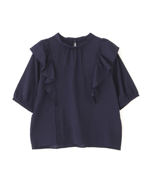 PROPORTION BODY DRESSING（プロポーションボディドレッシング）の「ドビーストライプラッフルブラウス / 1212110404（シャツ/ブラウス・レディース・ブルー/ネイビー/ホワイト系その他・MEDIUM/SMALL）」の4枚目の写真