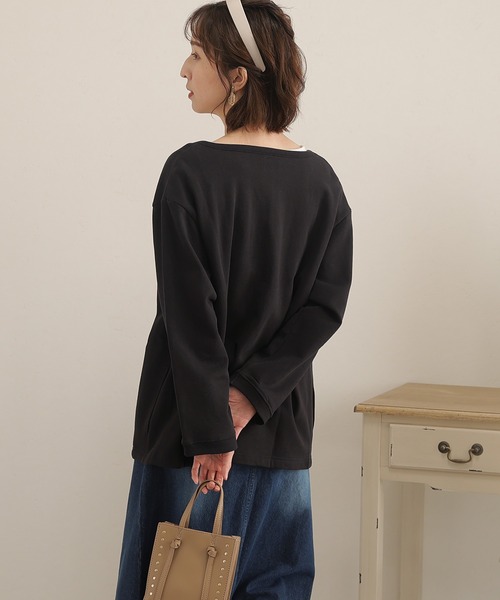 ElegChic(エレグシック)の「裏起毛スウェットドット釦カーディガン(カーディガン/ボレロ・レディース・ブラック/ライトカーキ/杢グレー/ライトベージュ・M/XL/4L)」の14枚目の写真