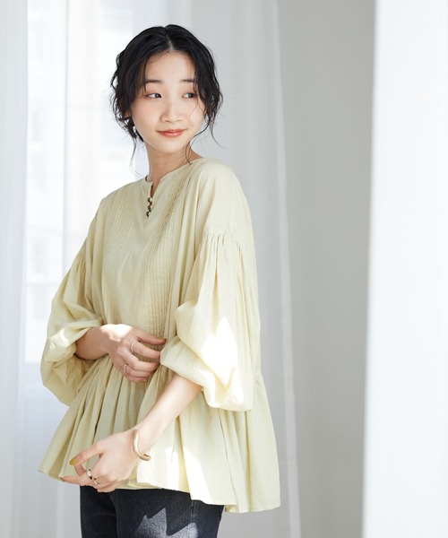 CRAFT STANDARD BOUTIQUE(クラフトスタンダードブティック)の「ピンタックティアードブラウス *◆(シャツ/ブラウス)」|イエロー