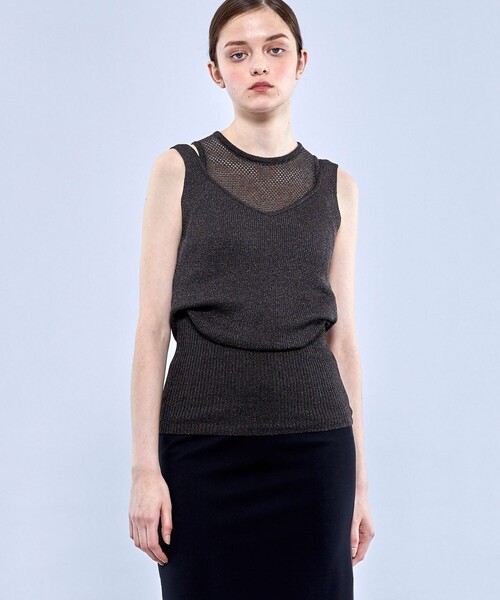 SHIPS for women / シップスウィメン TAN:スパークルキャミタンク TAN（タン）の「【TAN/タン】スパークルキャミタンクトップ