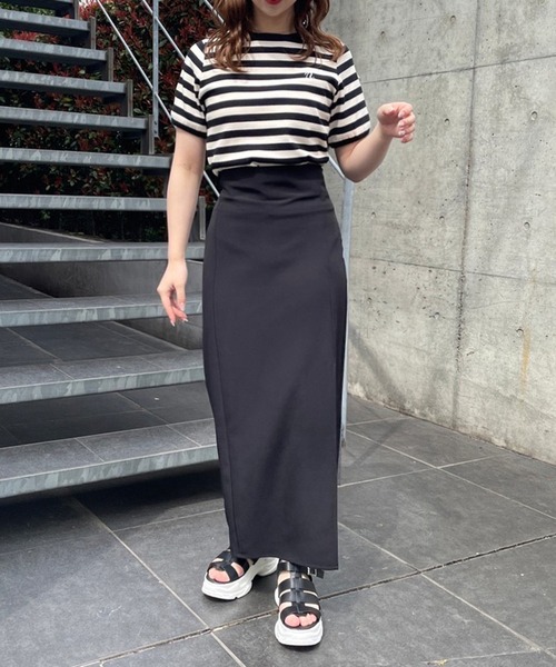 one after another NICE CLAUP（ワンアフターアナザーナイスクラップ）の「NC刺しゅうボーダーTee（Tシャツ/カットソー・レディース・ホワイト×ブラック/ブラウン系/アイボリー系・FREE）」の14枚目の写真