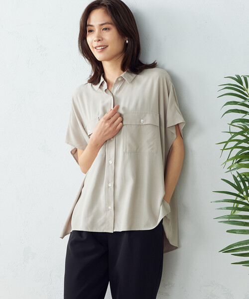 COMME CA ISM（コムサイズム）の「ワイドシルエット　サファリシャツ（シャツ/ブラウス・レディース・ベージュ/ダークブラウン/ピンク/カーキ・FREE）」の2枚目の写真