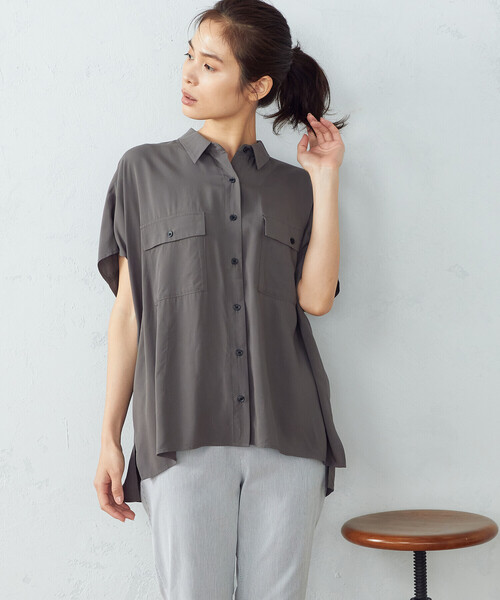 COMME CA ISM（コムサイズム）の「ワイドシルエット　サファリシャツ（シャツ/ブラウス・レディース・ベージュ/ダークブラウン/ピンク/カーキ・FREE）」の11枚目の写真