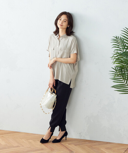 COMME CA ISM（コムサイズム）の「ワイドシルエット　サファリシャツ（シャツ/ブラウス・レディース・ベージュ/ダークブラウン/ピンク/カーキ・FREE）」の12枚目の写真